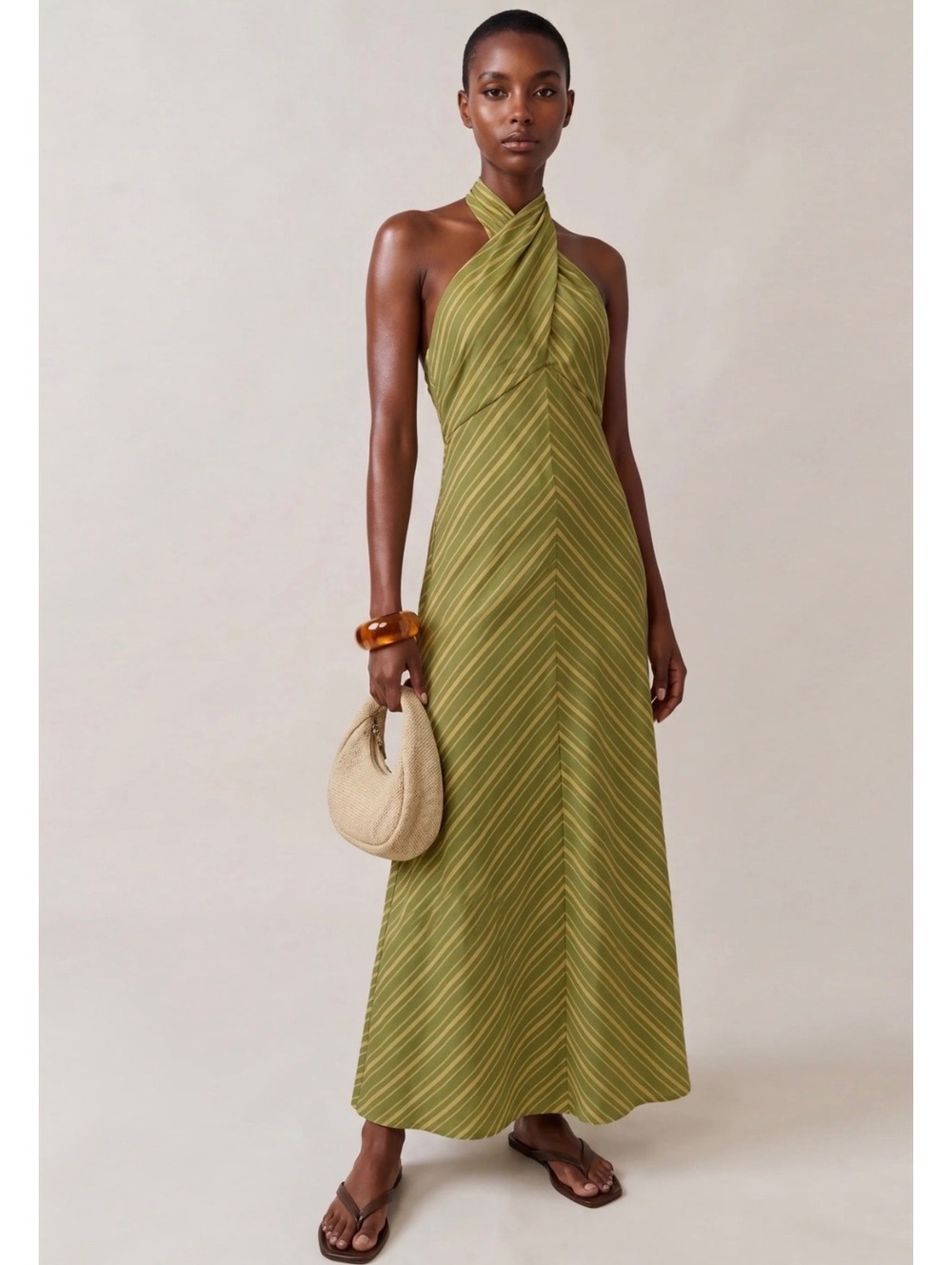 NWT o.p.t By Few Moda Noelle Cotton Maxi Dress Size Medium Citrus Stripe